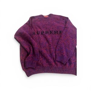 Supreme Purple and Black Marled Crewneck Sweater